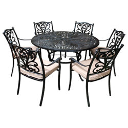LG Outdoor Devon 6 Seater Round Dining Table & Chairs Set, Bronze